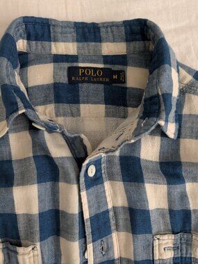 Polo Ralph Lauren - Blue Cream Plaid - Gauze - Size M